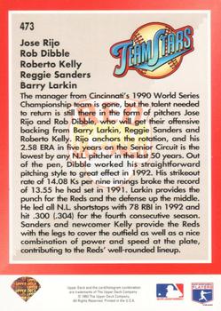 1993 Upper Deck - Gold Hologram #473 Red October (Jose Rijo / Rob Dibble / Roberto Kelly / Reggie Sanders / Barry Larkin) Back