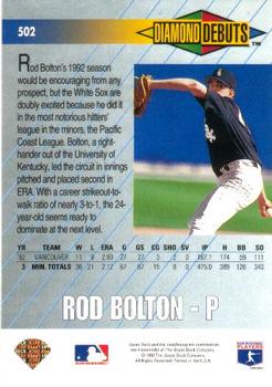 1993 Upper Deck - Gold Hologram #502 Rod Bolton Back