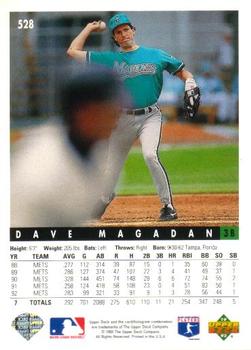 1993 Upper Deck - Gold Hologram #528 Dave Magadan Back