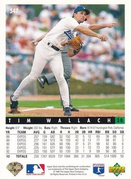 1993 Upper Deck - Gold Hologram #547 Tim Wallach Back