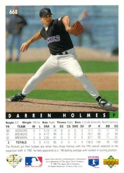 1993 Upper Deck - Gold Hologram #668 Darren Holmes Back