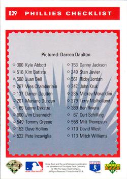 1993 Upper Deck - Gold Hologram #829 Darren Daulton Back