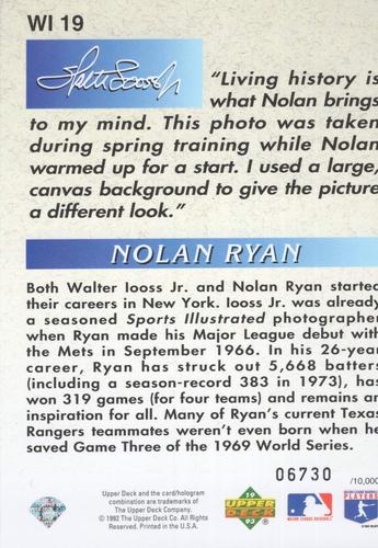 1993 Upper Deck - Iooss Collection Jumbo #WI 19 Nolan Ryan Back