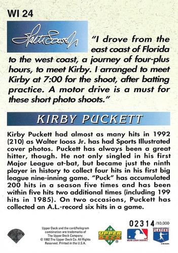 1993 Upper Deck - Iooss Collection Jumbo #WI 24 Kirby Puckett Back