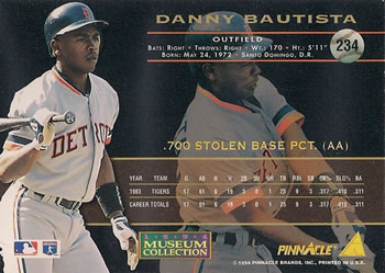 1994 Pinnacle - Museum Collection #234 Danny Bautista Back