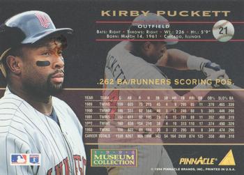 1994 Pinnacle - Museum Collection #21 Kirby Puckett Back
