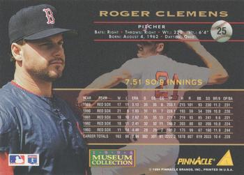 1994 Pinnacle - Museum Collection #25 Roger Clemens Back