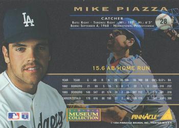 1994 Pinnacle - Museum Collection #28 Mike Piazza Back