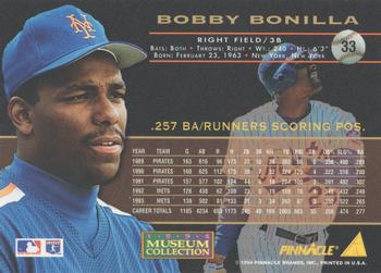 1994 Pinnacle - Museum Collection #33 Bobby Bonilla Back