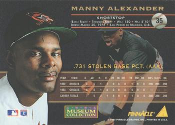 1994 Pinnacle - Museum Collection #35 Manny Alexander Back