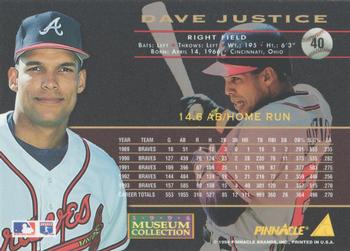 1994 Pinnacle - Museum Collection #40 Dave Justice Back