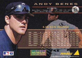 1994 Pinnacle - Museum Collection #51 Andy Benes Back