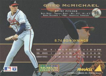 1994 Pinnacle - Museum Collection #69 Greg McMichael Back