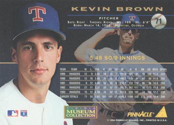 1994 Pinnacle - Museum Collection #71 Kevin Brown Back
