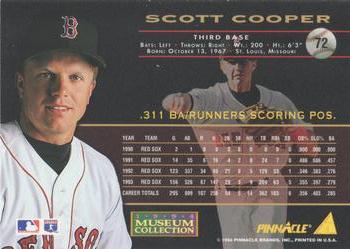 1994 Pinnacle - Museum Collection #72 Scott Cooper Back