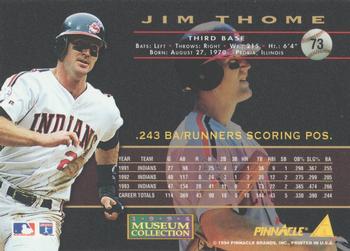 1994 Pinnacle - Museum Collection #73 Jim Thome Back