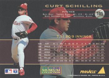 1994 Pinnacle - Museum Collection #105 Curt Schilling Back