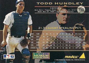 1994 Pinnacle - Museum Collection #155 Todd Hundley Back