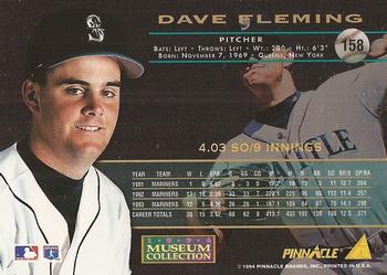 1994 Pinnacle - Museum Collection #158 Dave Fleming Back
