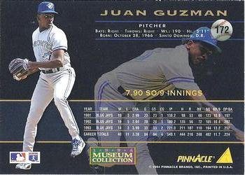 1994 Pinnacle - Museum Collection #172 Juan Guzman Back