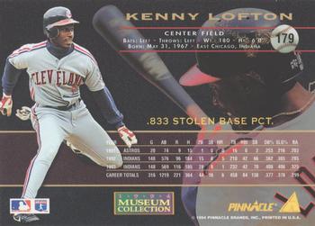 1994 Pinnacle - Museum Collection #179 Kenny Lofton Back