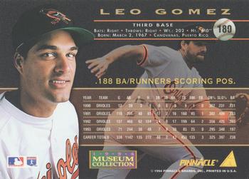 1994 Pinnacle - Museum Collection #180 Leo Gomez Back