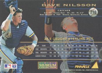 1994 Pinnacle - Museum Collection #210 Dave Nilsson Back