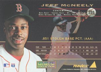 1994 Pinnacle - Museum Collection #231 Jeff McNeely Back