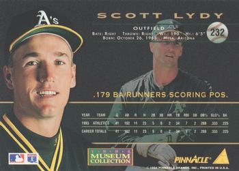 1994 Pinnacle - Museum Collection #232 Scott Lydy Back