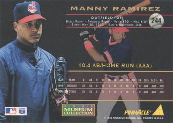 1994 Pinnacle - Museum Collection #244 Manny Ramirez Back