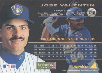 1994 Pinnacle - Museum Collection #249 Jose Valentin Back