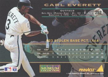 1994 Pinnacle - Museum Collection #252 Carl Everett Back