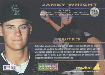 1994 Pinnacle - Museum Collection #268 Jamey Wright Back