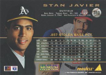 1994 Pinnacle - Museum Collection #313 Stan Javier Back