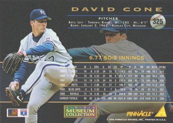 1994 Pinnacle - Museum Collection #325 David Cone Back