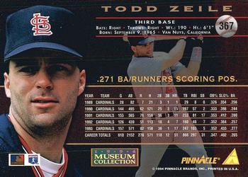 1994 Pinnacle - Museum Collection #367 Todd Zeile Back