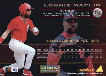 1994 Pinnacle - Museum Collection #407 Lonnie Maclin Back