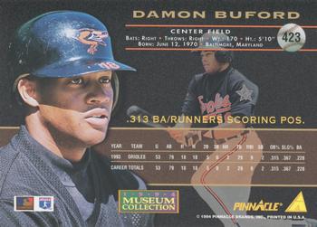 1994 Pinnacle - Museum Collection #423 Damon Buford Back