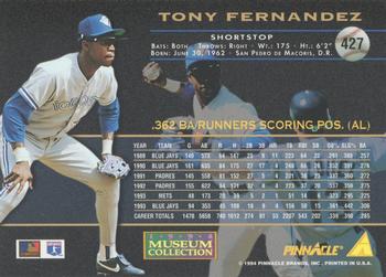 1994 Pinnacle - Museum Collection #427 Tony Fernandez Back