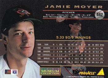 1994 Pinnacle - Museum Collection #442 Jamie Moyer Back