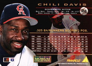 1994 Pinnacle - Museum Collection #458 Chili Davis Back