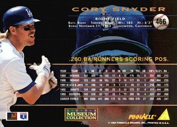 1994 Pinnacle - Museum Collection #466 Cory Snyder Back