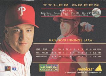 1994 Pinnacle - Museum Collection #503 Tyler Green Back