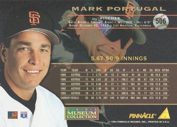1994 Pinnacle - Museum Collection #506 Mark Portugal Back