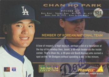 1994 Pinnacle - Museum Collection #527 Chan Ho Park Back