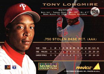 1994 Pinnacle - Museum Collection #528 Tony Longmire Back