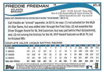 2014 Topps Atlanta Braves #ATL-9 Freddie Freeman Back