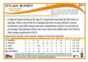 2014 Topps Baltimore Orioles #BAL-7 Dylan Bundy Back