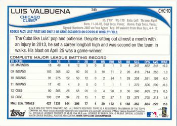 2014 Topps Chicago Cubs #CHC-10 Luis Valbuena Back
