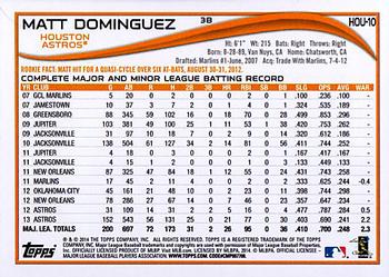 2014 Topps Houston Astros #HOU-10 Matt Dominguez Back